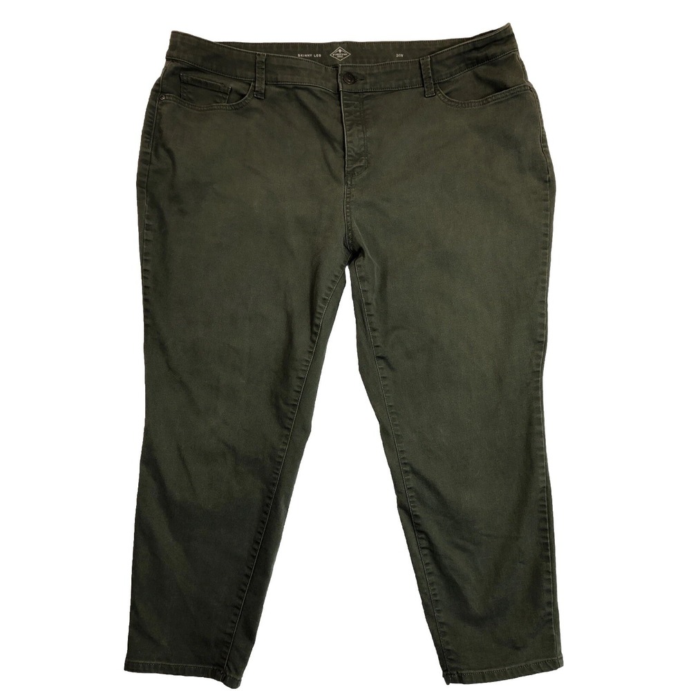 St John's Bay Jeans Women's Plus Size‎ 24W Green Skinny Leg High Rise Pants